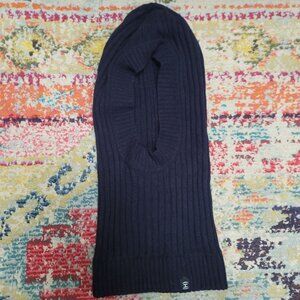 Hope Unisex Balaclava Extra Fine Merino Wool Ski Mask One Size Blue Ribbed Knit